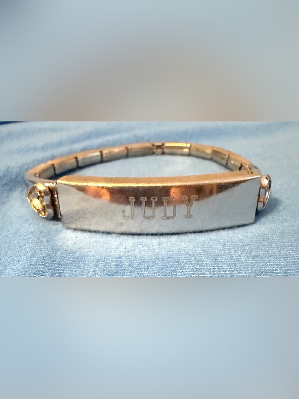 Engraved Silver Tone Name Bangle Bracelet